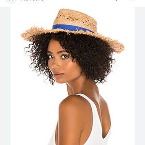Rag & Bone straw ella hat with blue ribbon! NWOT